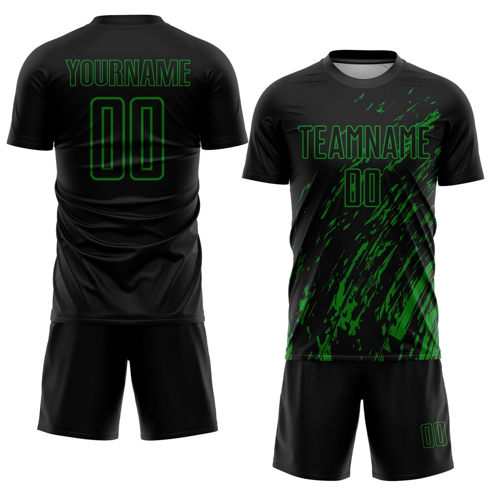 Black Grass Green Sublimation Soccer Uniform Jersey, Custom Team Soccer Jersey Shirt