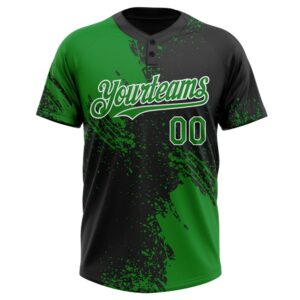 Black Grass Green White 3D Pattern Abstract Brush Stroke Two Button Unisex Softball Jersey Custom Team Softball Jersey 2 vgbpnp.jpg