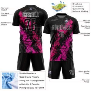 Black Hot Pink Deep Pink Dripping Splatter Art Sublimation Soccer Uniform Jersey Custom Team Soccer Jersey Shirt 3 swzoei.jpg