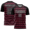 Black Hot Pink Deep Pink Dripping Splatter Art Sublimation Soccer Uniform Jersey, Custom Team Soccer Jersey Shirt