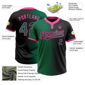 Black Kelly Green Pink Gradient Fashion Two Button Unisex Softball Jersey Custom Team Softball Jersey 3 o8qwx9.jpg