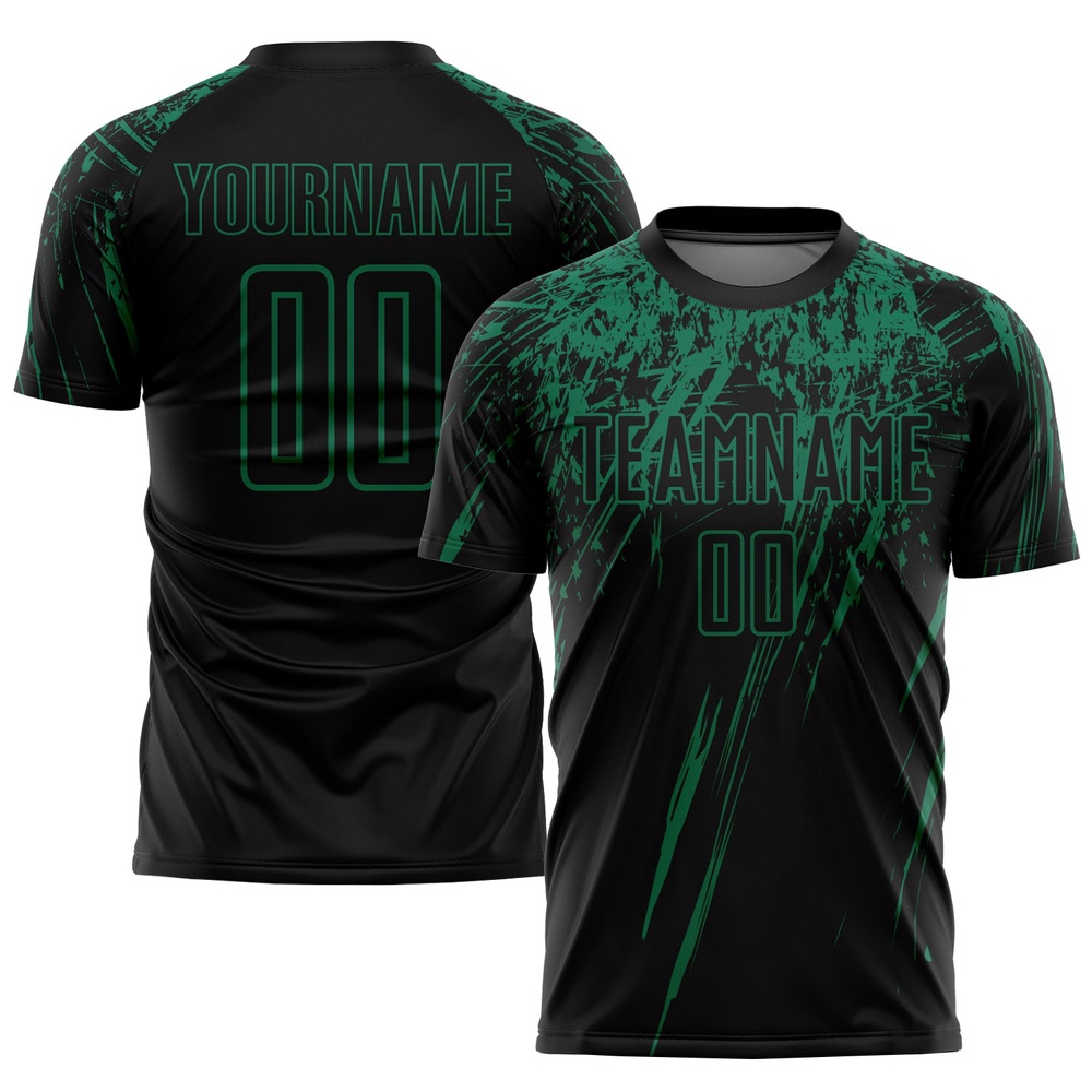 Black Kelly Green Sublimation Soccer Uniform Jersey, Custom Team Soccer Jersey Shirt