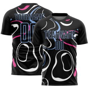 Black Light Blue Fluid Shapes Sublimation Soccer&hellip;