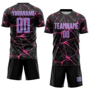 Black Light Blue Pink Sublimation Soccer Uniform&hellip;