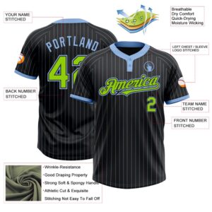 Black Light Blue Pinstripe Neon Green Two Button Unisex Softball Jersey Custom Team Softball Jersey 3 tvftbs.jpg