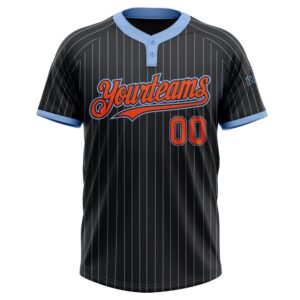 Black Light Blue Pinstripe Orange Two Button&hellip;