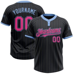 Black Light Blue Pinstripe Pink Two Button&hellip;