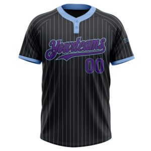 Black Light Blue Pinstripe Purple Two Button&hellip;