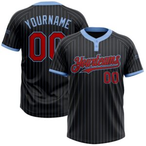 Black Light Blue Pinstripe Red Two Button&hellip;