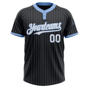 Black Light Blue Pinstripe White Two Button&hellip;