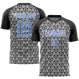 Black Light Blue White Sublimation Soccer Uniform&hellip;