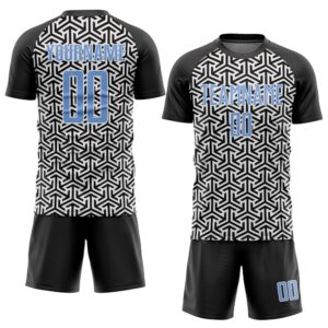 Black Light Blue White Sublimation Soccer Uniform&hellip;