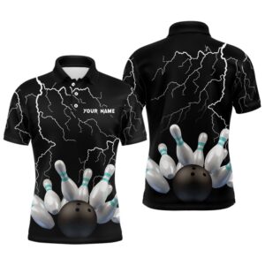 Black Lightning Thunder Custom Men Bowling Polo&hellip;