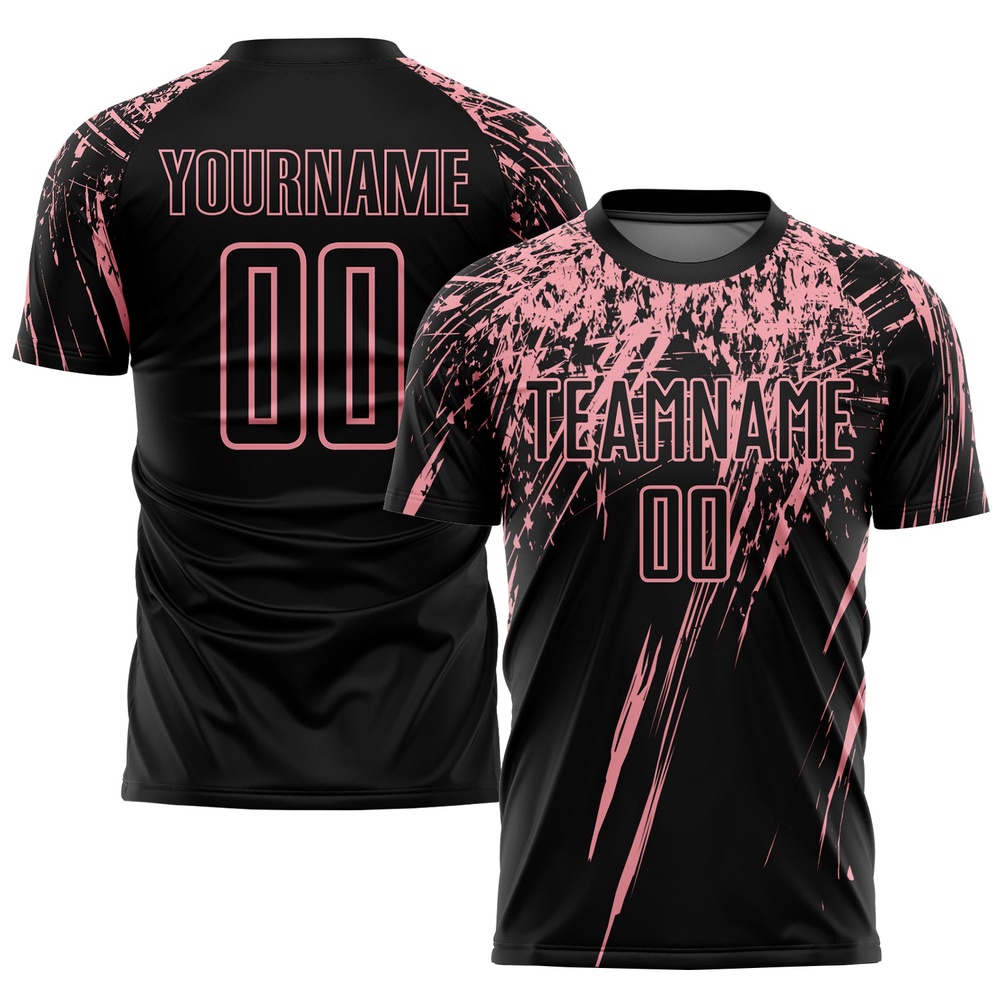 Black Medium Pink Sublimation Soccer Uniform Jersey, Custom Team Soccer Jersey Shirt