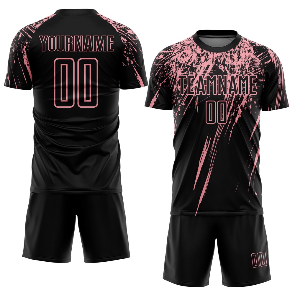 Black Medium Pink Sublimation Soccer Uniform Jersey, Custom Team Soccer Jersey Shirt