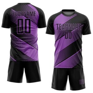 Black Medium Purple Line Sublimation Soccer Uniform&hellip;
