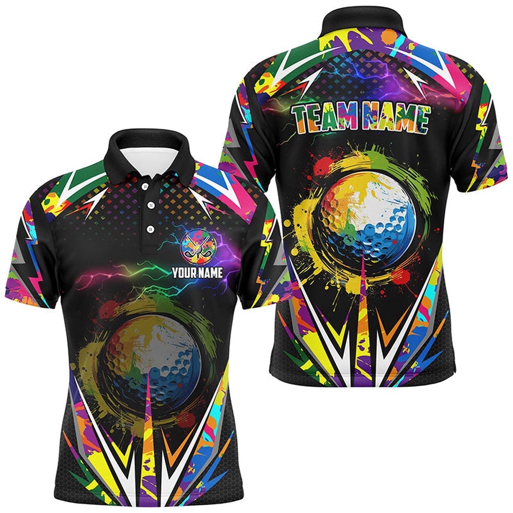 Black Men’s Golf Polo Shirts Custom Colorful Lightning Team Golf Jerseys, Golf Attire For Men, Golf Polo Shirt, Golf Shirts Black Men’s Golf Polo Shirts Custom Colorful Lightning Team Golf Jerseys, Golf Attire For Men, Golf Polo Shirt, Golf Shirts