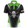 Black Men’s Golf Polo Shirts Custom Green Argyle Pattern Flame Golf Ball Golf Tops For Men’s, Golf Polo Shirt, Golf Shirts