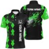 Black Men’s Golf Polo Shirts Custom Green Fire Lightning Team Golf Jerseys, Golf Attire For Men, Golf Polo Shirt, Golf Shirts
