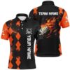 Black Men’s Golf Polo Shirts Custom Orange Fire Lightning Team Golf Jerseys, Golf Attire For Men, Golf Polo Shirt, Golf Shirts