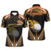 Black Men’s Golf Polo Shirts Custom Orange Argyle Pattern Flame Golf Ball Golf Tops For Men’s, Golf Polo Shirt, Golf Shirts