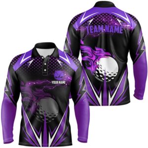 Black Men’s Golf Polo Shirts Custom Purple&hellip;