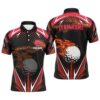 Black Men’s Golf Polo Shirts Custom Red Flame Skull Golf Clubs For Men, Golf Polo Shirt, Golf Shirts