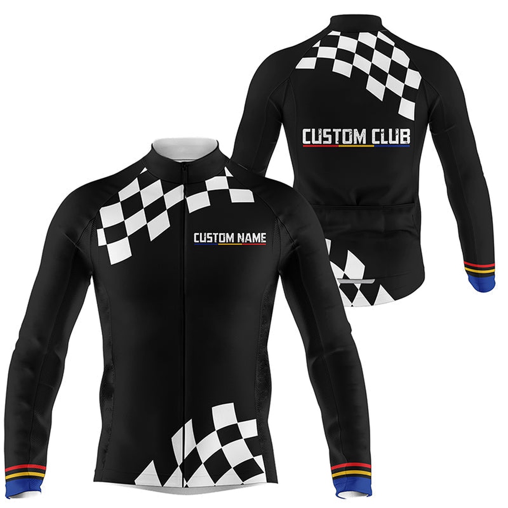 Black Mens Cycling Jersey Custom Name Bike Shirt Breathable Cycling Tops With Pockets And Zip, Custom Mono Cycling Jersey