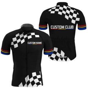 Black Mens Cycling Jersey Custom Name Bike&hellip;