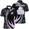 Black Purple Camo Mens Polo Bowling Shirts Custom American Flag Patriotic Bowling Team League Polo Shirt, Personalized Bowling Team Shirt