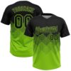 Black Neon Green 3D Pattern Curve Lines Two Button Unisex Softball Jersey, Custom Team Softball Jersey