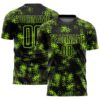 Black Midnight Green White Curved And Wavy Lines Sublimation Soccer Uniform Jersey, Custom Team Soccer Jersey Shirt