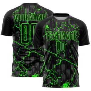 Black Neon Green Lightning Sublimation Soccer Uniform&hellip;
