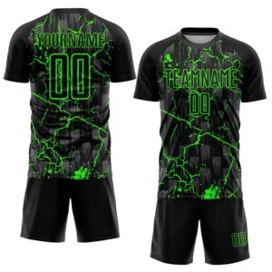 Black Neon Green Lightning Sublimation Soccer Uniform&hellip;