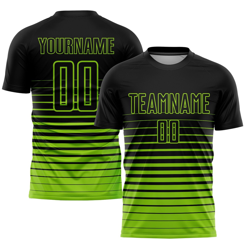 Black Neon Green Pinstripe Fade Fashion Sublimation Soccer Uniform Jersey, Custom Team Soccer Jersey Shirt Black Neon Green Pinstripe Fade Fashion Sublimation Soccer Uniform Jersey, Custom Team Soccer Jersey Shirt