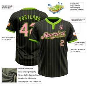 Black Neon Green Pinstripe Medium Pink Two Button Unisex Softball Jersey Custom Team Softball Jersey 3 ajj23h.jpg