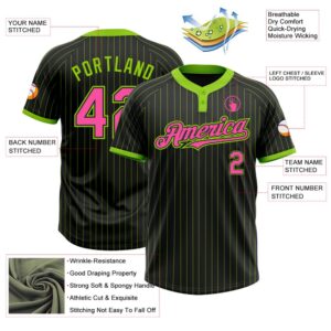 Black Neon Green Pinstripe Pink Two Button Unisex Softball Jersey Custom Team Softball Jersey 3 dl13pb.jpg