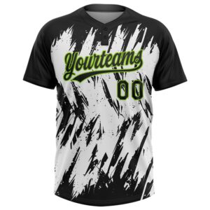 Black Neon Green White 3D Pattern Abstract Sharp Shape Two Button Unisex Softball Jersey Custom Team Softball Jersey 2 lzpfyk.jpg