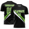 Black Neon Green White Damask Pattern Sublimation Soccer Uniform Jersey, Custom Team Soccer Jersey Shirt