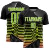 Black Neon Green White Line Sublimation Soccer Uniform Jersey, Custom Team Soccer Jersey Shirt