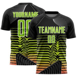 Black Neon Green White Lines Sublimation Soccer&hellip;