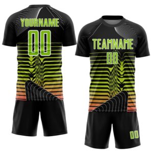 Black Neon Green White Lines Sublimation Soccer&hellip;