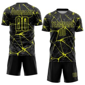 Black Neon Yellow Sublimation Soccer Uniform Jersey,&hellip;