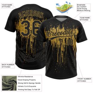 Black Old Gold 3D Pattern Dripping Splatter Art Two Button Unisex Softball Jersey Custom Team Softball Jersey 3 pzxgel.jpg