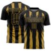 Black Old Gold Diagonal Lines Sublimation Soccer Uniform Jersey, Custom Team Soccer Jersey Shirt