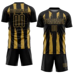 Black Old Gold Abstract Stripes Sublimation Soccer&hellip;