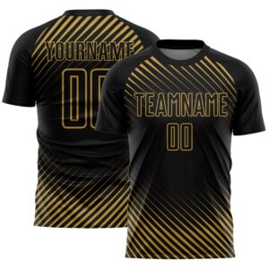 Black Old Gold Diagonal Lines Sublimation Soccer&hellip;