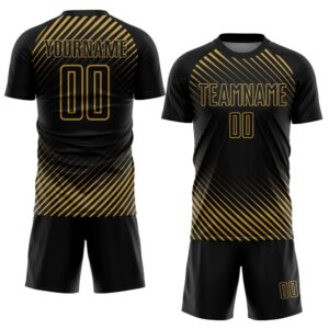 Black Old Gold Diagonal Lines Sublimation Soccer&hellip;