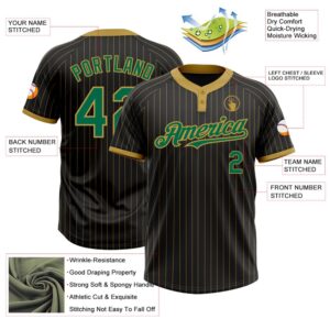 Black Old Gold Pinstripe Kelly Green Two Button Unisex Softball Jersey Custom Team Softball Jersey 3 k8ohqu.jpg