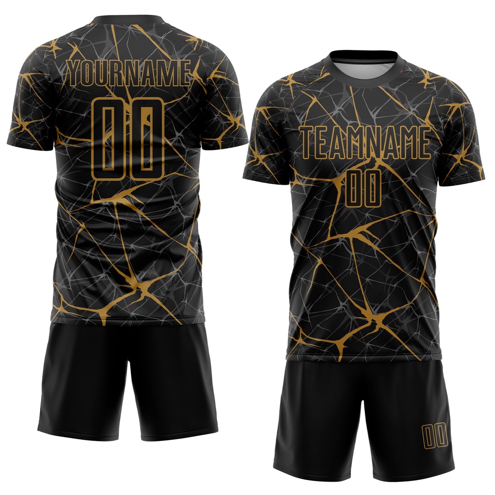 Black Old Gold Sublimation Soccer Uniform Jersey, Custom Team Soccer Jersey Shirt Black Old Gold Sublimation Soccer Uniform Jersey, Custom Team Soccer Jersey Shirt
